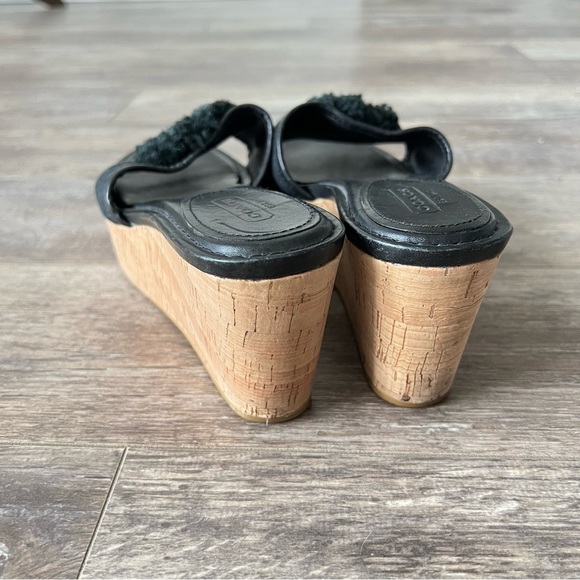 Y2K Coach classic Monogram Canvas with Rosette Platform Slide Sandals - Picture 3 of 6